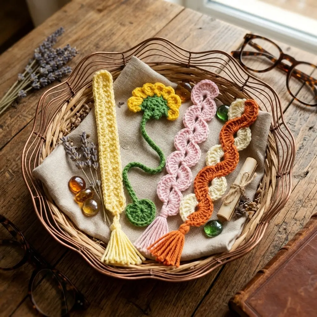Handmade Crochet Wool Bookmarks Combo Set of 4